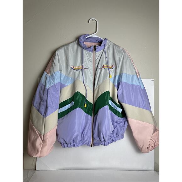 Cotton Sugar DoDo Clinique PASTEL COLOR PINK PURPLE WINDRUNNER JACKET 80s Style - Picture 1 of 16